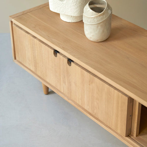 Tikamoon Massief eikenhouten tv-meubel 140 cm - Naturel