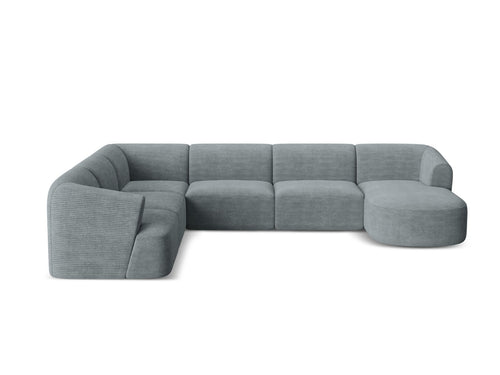 Cosmopolitan Design Modulaire panoramische hoekbank links Campi 7-zits, ribfluwelen donkergrijs - 255x330x70cm