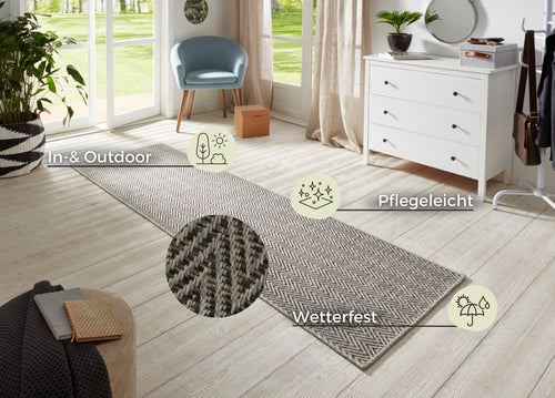Flatwoven Runner for In & Outdoor Nature 500 in Sisal-Look 80x450 cm - vtwonen shop