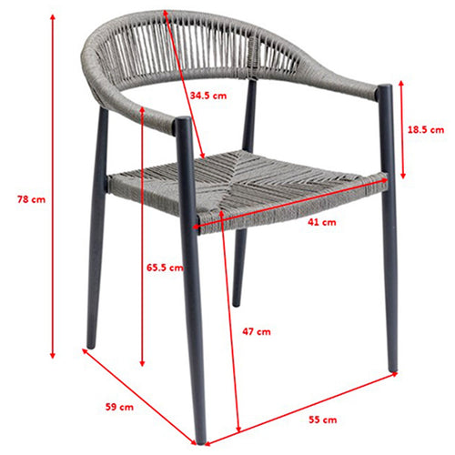 Kare Design Tuinstoel met armleuningen Palma grijs
