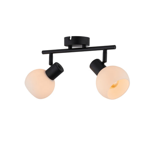 Lighto | Plafondspot zwart met opaal glas 2-lichts | Juna - vtwonen shop
