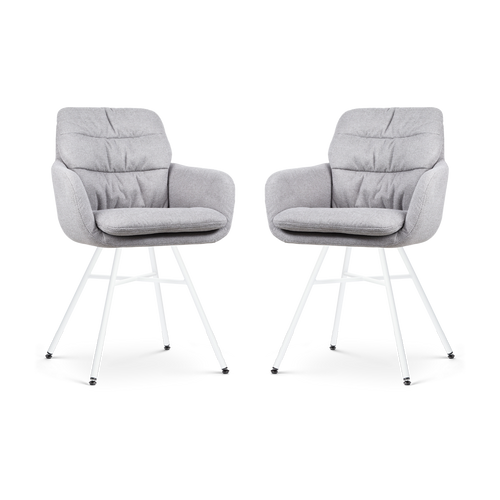 Nolon Noa-Mia Eetkamerstoelen Set van 2 - Grijs - Witte Poten - vtwonen shop