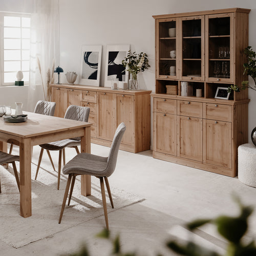 Calicosy - TIMBER Vitrinekast met 6 deuren - Eikenhout - 40x120x200 cm
