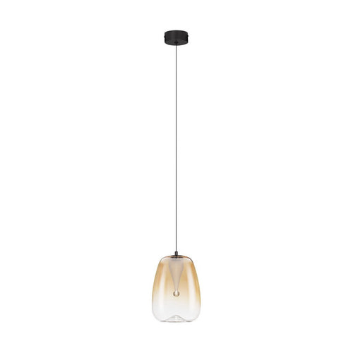 Nova Luce OBLO Slanke hanglamp voor plafond, amberkleurig, matzwart, LED, 3W, 195lm, 3000K