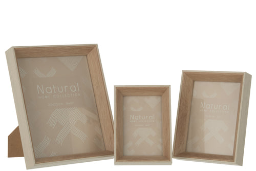 J-Line fotolijst Diepte - hout - creme - large -  2 stuks - vtwonen shop