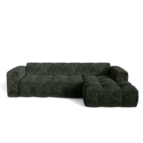 Premium Interiors - Rechthoekige hoekbank BLOOM - gewaafd fluweel antracietgrijs 290cm