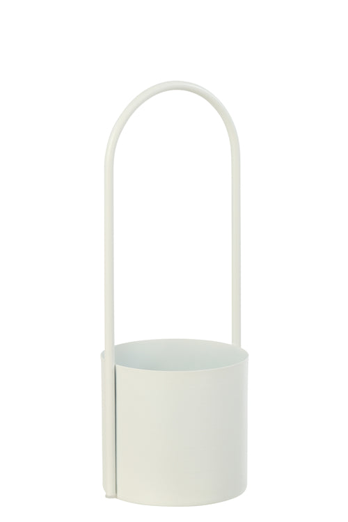 J-Line bloempot - ijzer - wit - large