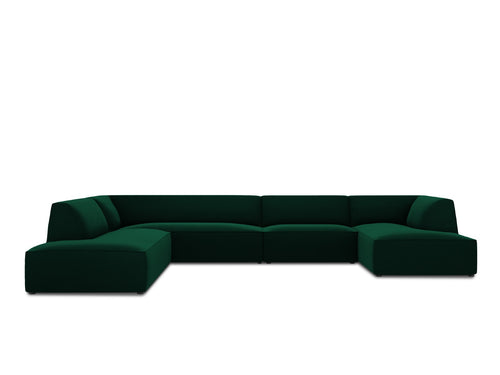 Micadoni Panoramische hoekbank links Ruby 7-zits, flueel, flessengroen - 273x366x69cm