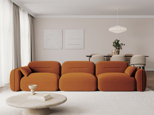 Cosmopolitan Design Modulaire bank Sydney 4-zits, flueel, terracotta - 90x320x70cm