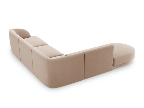 Micadoni linker hoekbank Miley 6-zits, flueel, cappuccino - 248x255x70cm