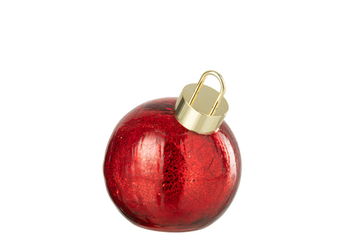 J-Line kerstbal - glas - rood - small - LED