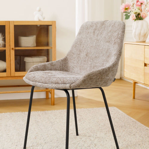 Nolon Nora-Isa Eetkamerstoel Bruin - Stof - Zwart Onderstel - vtwonen shop