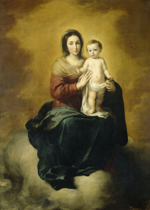 Sanders & Sanders fotobehang Maria met Kind van Bartolomé Esteban Murillo bruin en geel - 200 x 279 cm - 950069 - vtwonen shop