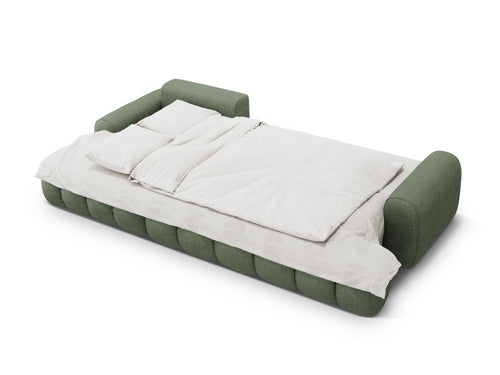 Cosmopolitan Design Uitklapbare hoekbank links met opbergdoos Linz 3-zits, structurele stof donker olijfgroen - 142x275x84cm