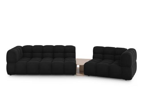 Cosmopolitan Design Rechte modulaire bank Sky 3-zits, flueel, zwart - 148x353x70cm