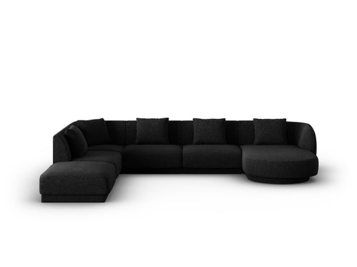 Cosmopolitan Design Panoramische hoekbank links Tulum 6-zits, chenille, zwart - 255x330x70cm