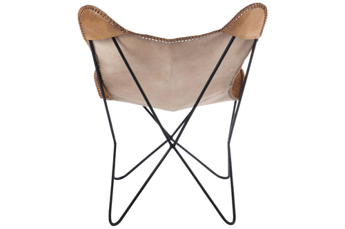 J-Line loungestoel voor binnen - leer/metaal - cognac