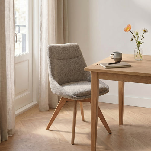 DÉJA Living Eetkamerstoel Malou - Taupe/Naturel - Draaibaar - Set van 2