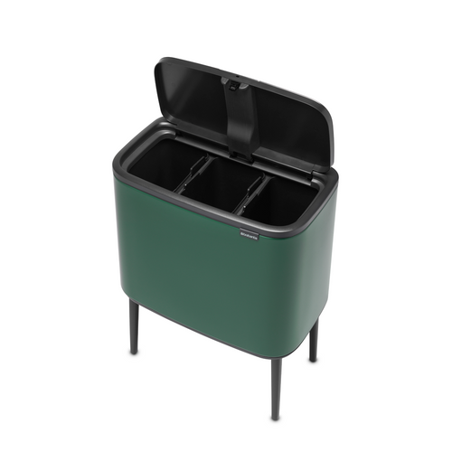 Bo Touch Bin, met 3 binnenemmers, 3 x 11 liter - Pine Green - vtwonen shop