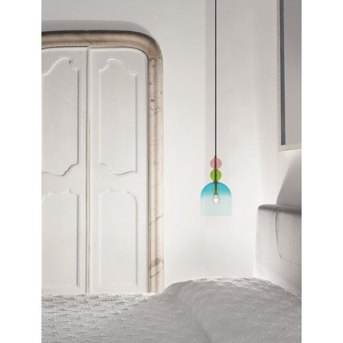 Nova Luce MURANO Dome hanglamp voor aan het plafond, glanzend lichtgroen, blauw, roze, zandgoud, E14 fitting, 1x5W