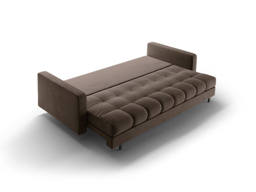 Cosmopolitan Design Slaapbank met opbergdoos Bali 3-zits, flueel chocolade - 84x222x105cm