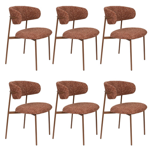 Housecraft Living Claes Eetkamerstoelen Gemêleerd Terra/ rood - Set van 6
