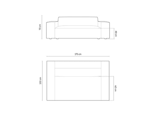 Cosmopolitan Design Bank Chicago 2-zits, chenille lichtgrijs - 102x178x78cm