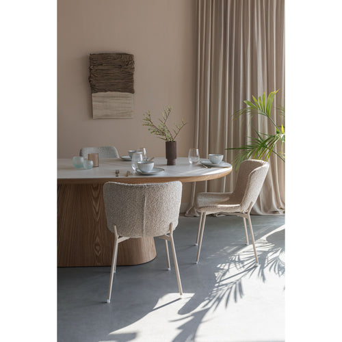Housecraft Living Almira Eettafel Ovaal 180 cm Hout/ Marmerlook Walnootkleur - Bruin