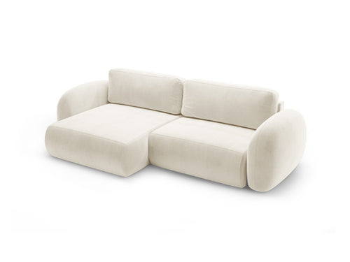 Cosmopolitan Design Omkeerbare converteerbare hoekbank met opbergdoos Tonale 4-zits, flueel ivoor - 149x262x88cm