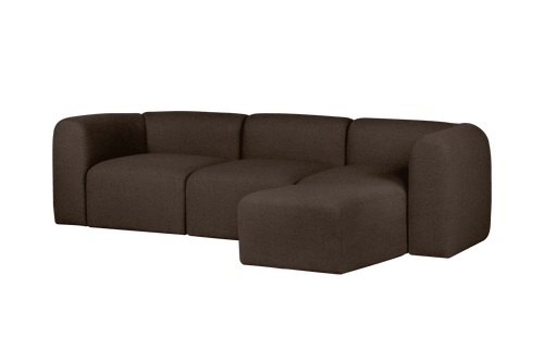 noo.ma Flom hoekbank 3-zits, Chocolate Brown Bouclé - zacht zitcomfort, 262x96,5x68 cm