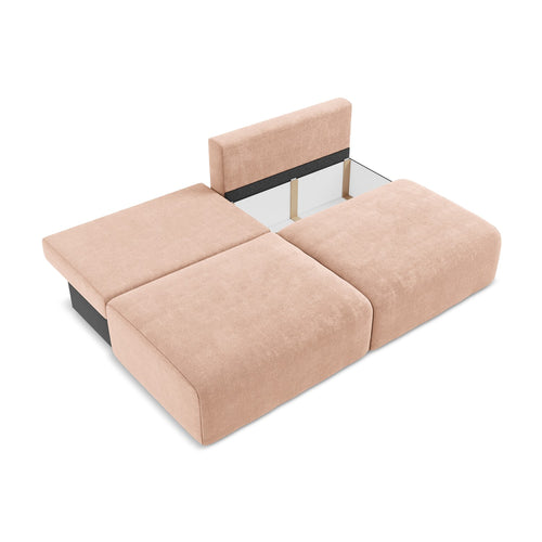 LaMiaSofa 3-zits slaapbank Ostia - chenille stof - perzik - 216x102x79