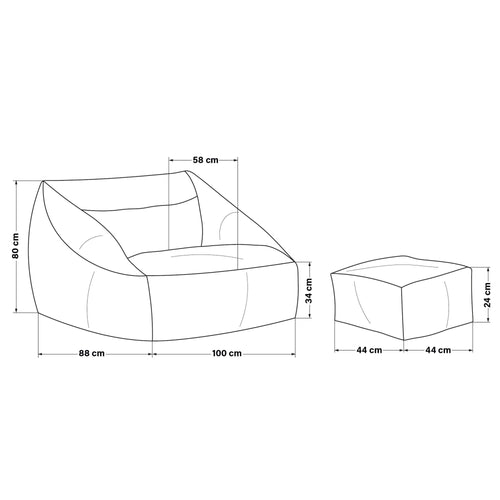 Home Deluxe zitzak COSY beige inclusief krukje - vtwonen shop