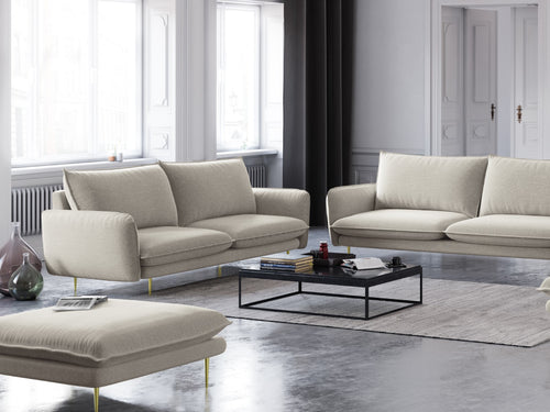 Cosmopolitan Design Poef Vienna structurele stof, lichtbeige - 73x93x43cm
