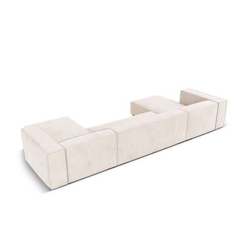 Cosmopolitan Design - Panoramische bank Turin 6-zits, structurele stof lichtbeige - 173x375x68cm