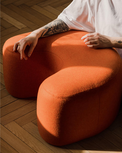noo.ma U Pouf - Cloud Beige Bouclé, 50 x 60 x 30 cm
