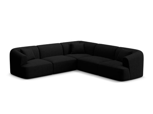 Cosmopolitan Design Symmetrische modulaire hoekbank Campi 6-zits, structurele stof zwart - 255x255x70cm