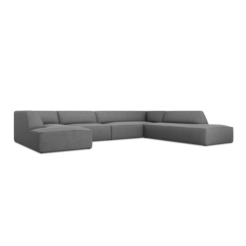Cosmopolitan Design - Panoramische hoekbank rechts Siena 7-zits, structurele stof grijs - 273x366x69cm