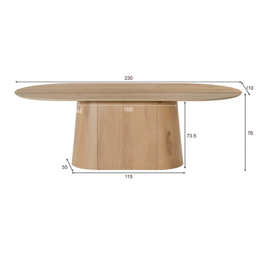 Livingfurn eetkamertafel Novero - bruin - 110x230x76