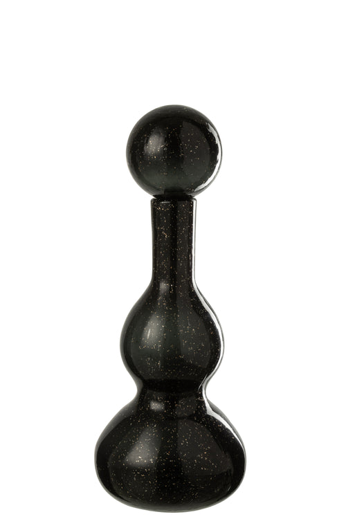 J-Line decoratoe Fles + Stop Carol - glas - zwart - small