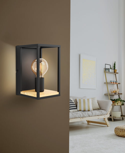 EGLO wandlamp Libertad - e27 - 24 cm - zwart/bruin