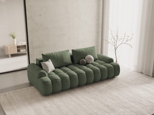 Cosmopolitan Design Slaapbank met opbergdoos Linz 4-zits, structurele stof donker olijfgroen - 100x250x84cm