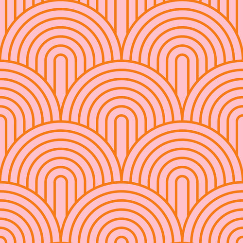ESTAhome behang art deco bogen roze en oranje - 50 x 900 cm - 131766