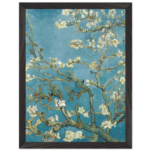 Artfulprints Poster met Lijst Vincent van Gogh - Amandelbloesem   - 30x40 cm - Blauw