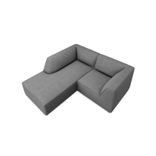 Cosmopolitan Design - Modulaire hoekbank links Siena 3-zits, structurele stof grijs - 180x186x69cm