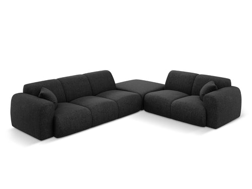 Cosmopolitan Design rechter hoekbank Nolio 4-zits, chenille, zwart - 250x315x72cm