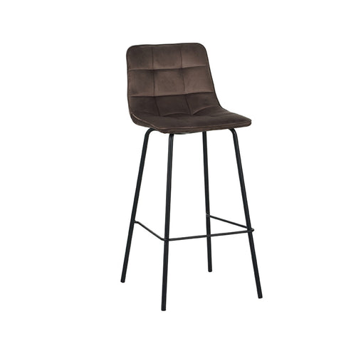 LABEL51 Barkruk Bistro - Taupe Velvet - Zithoogte 78cm - Set van 2