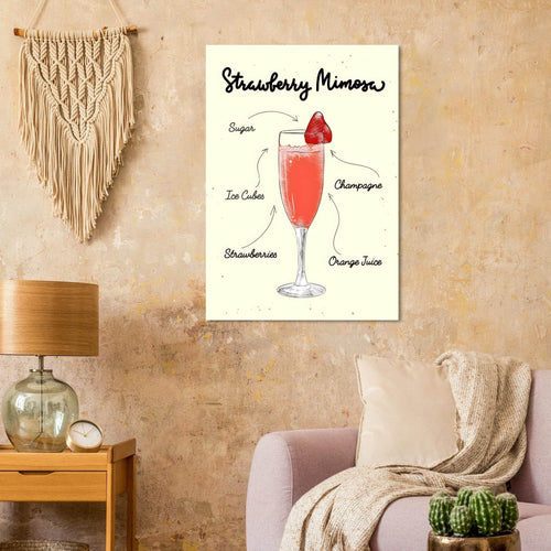 Artfulprints  Strawberry Mimosa cocktail – Illustratie   poster A4 21x29.7 cm - vtwonen shop