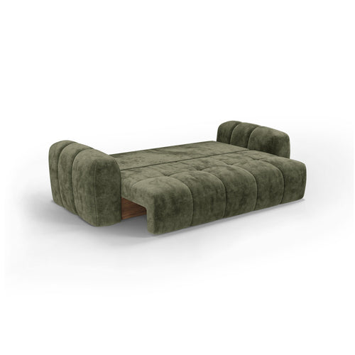 Premium Interiors - Slaapbank met opbergruimte SKY - gewaafd fluweel vintage groen 260cm