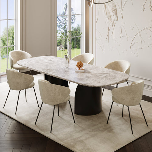 Sia Home - Set van 2 stoelen LUNA - getextureerd fluweel crème 53.5cm