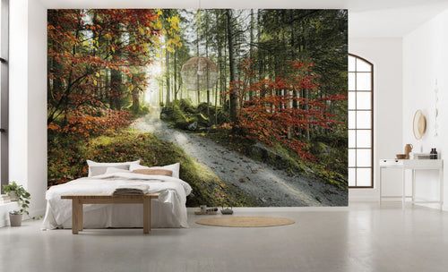 Sanders & Sanders fotobehang bos groen en warm oranje - 450 x 280 cm - 612624
